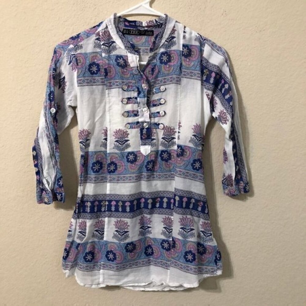 Zara Top Floral Tunic Boho Trendy Hippie Festival